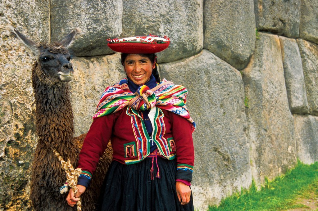 Peruvian woman with her llama